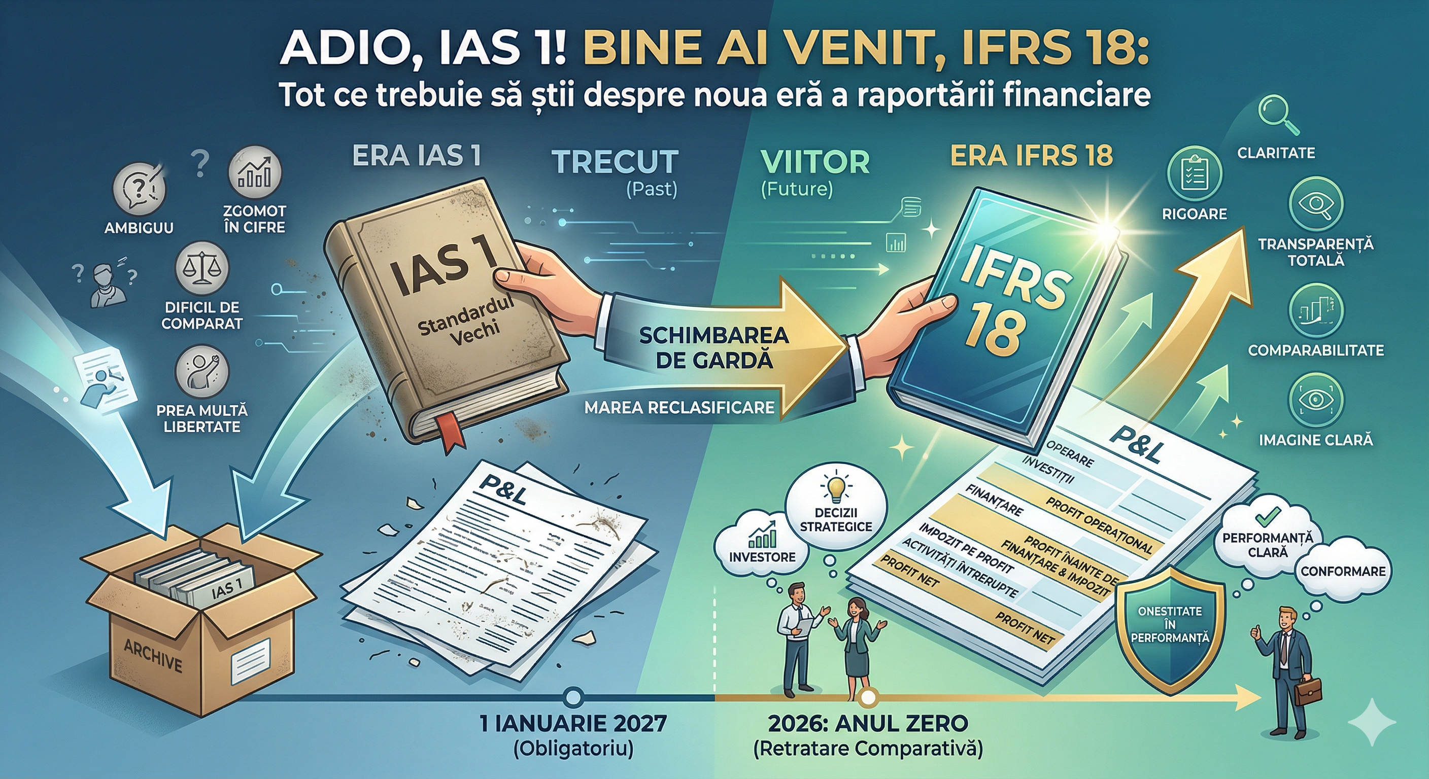 Adio, IAS 1! Bine ai venit, IFRS 18: Tot ce trebuie să știi despre noua eră a raportării financiare